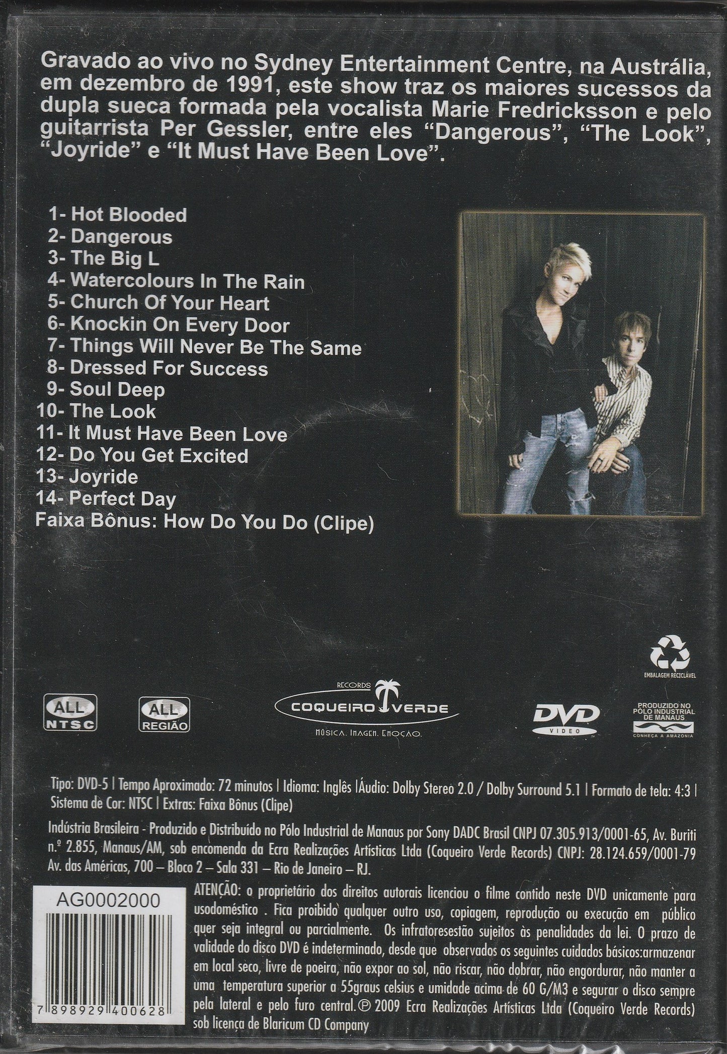 Roxette – Live In Sydney 1991 DVD