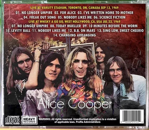 Alice Cooper - The Toronto Rock 'N' Roll + Whiskey A-Go-Go 1969 CD