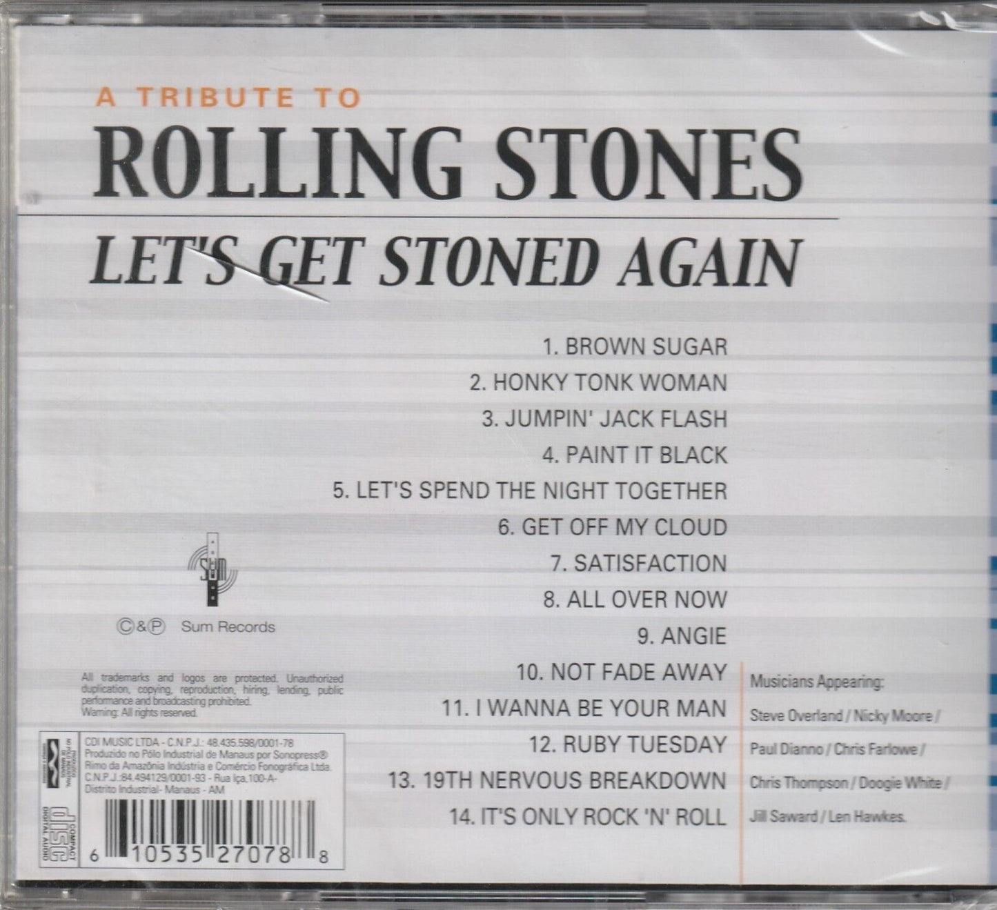 Rolling Stones, A Tribute To - Let's Get Stoned Again CD