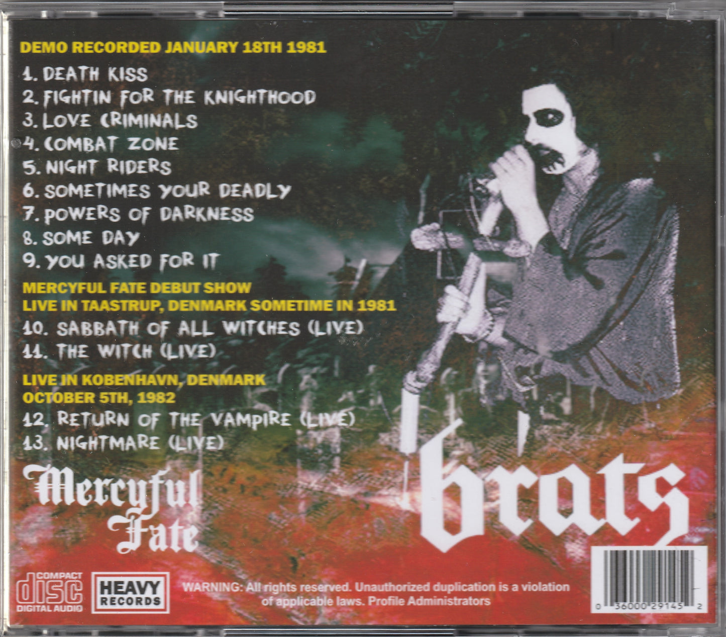 Brats - Demo Mercyful Fate CD