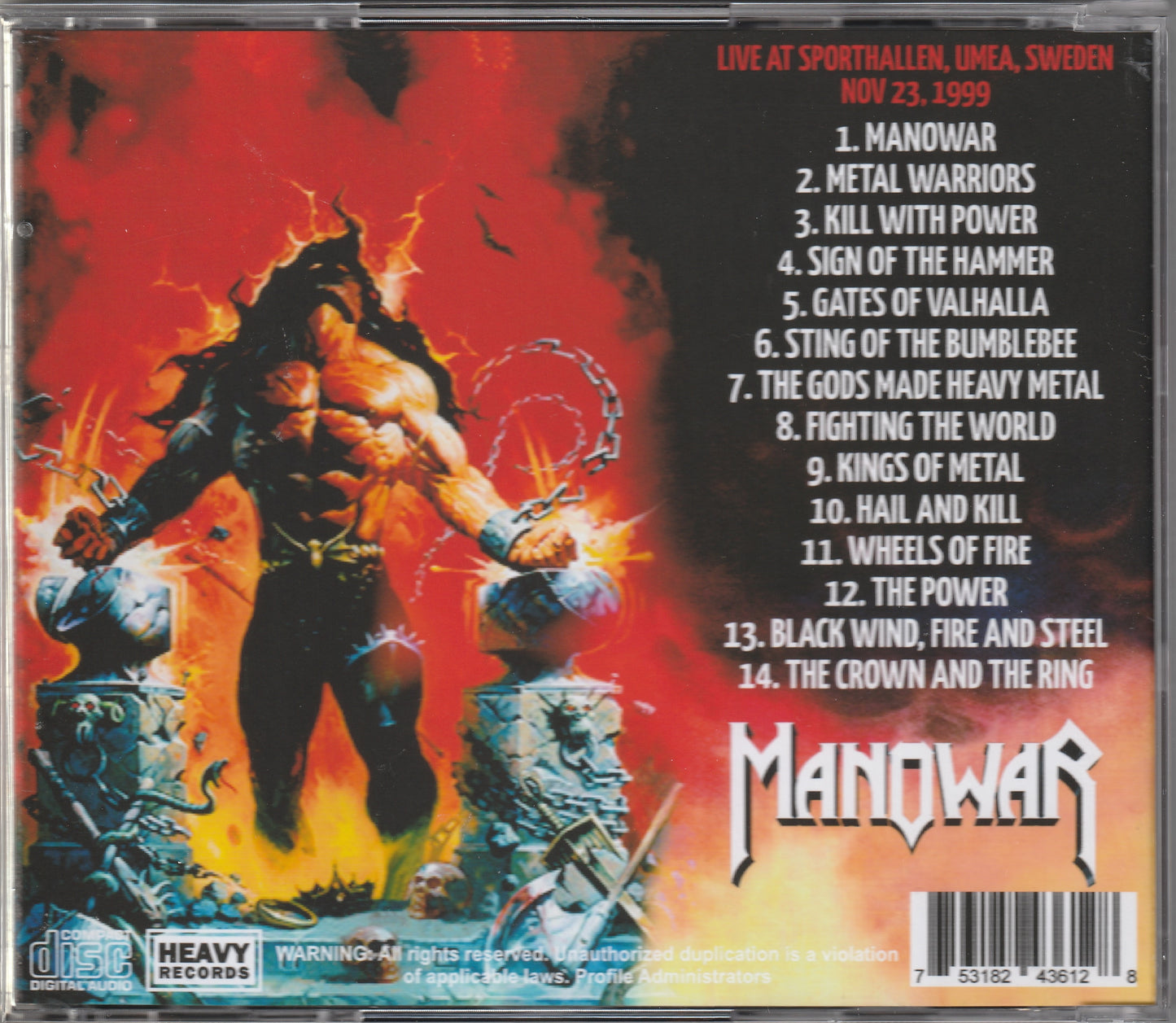 Manowar - Warriors In Sweden CD