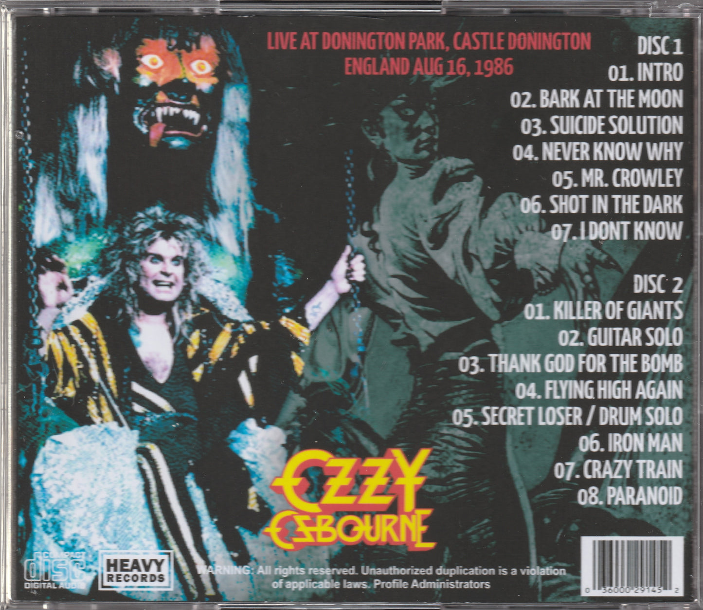 Ozzy Osbourne - Monsters Of Rock Donington Park England 1986 2xCD