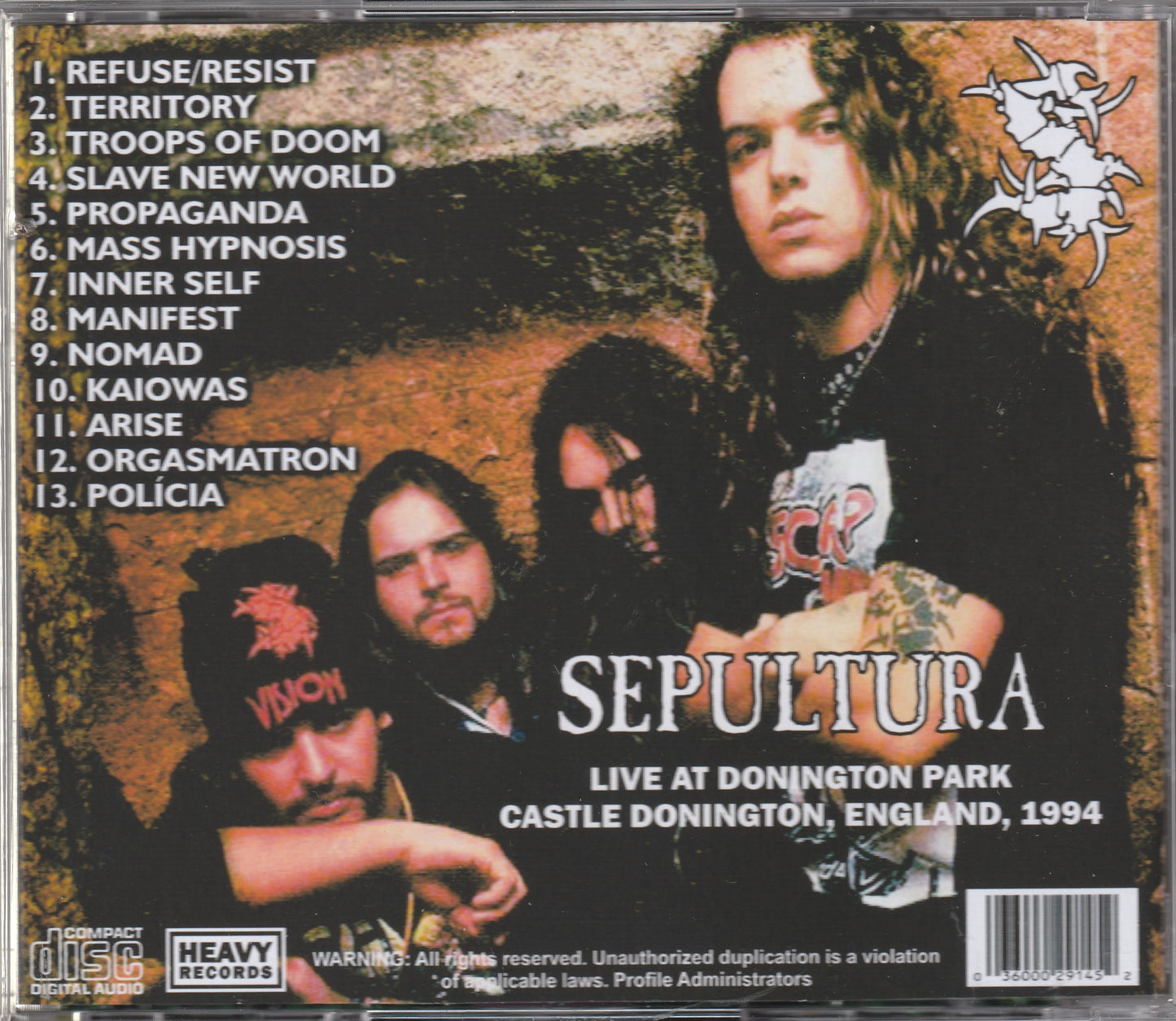 Sepultura - Monsters Of Rock 1994 Castle Donington CD