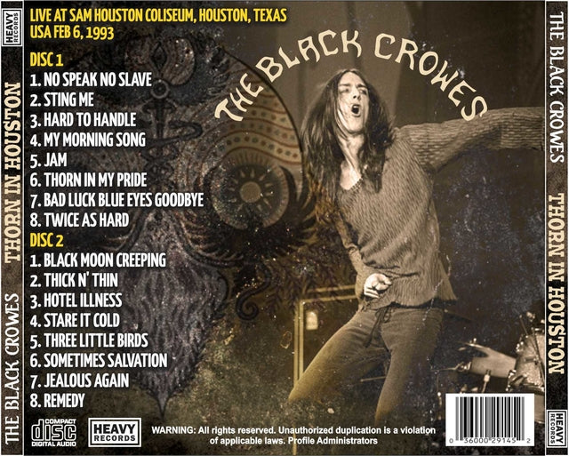 Black Crowes - Thorn In Houston 1993 2xCD