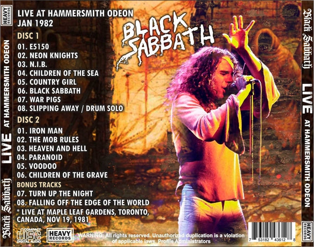 Black Sabbath - Live At Hammersmith Odeon 1982 2xCD
