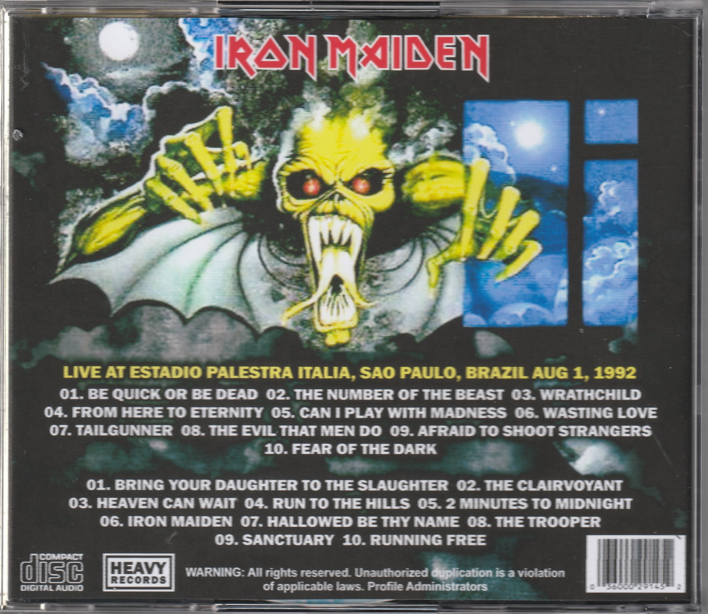 Iron Maiden - Fear In Sao Paulo Fear Of The Dark Tour 2xCD