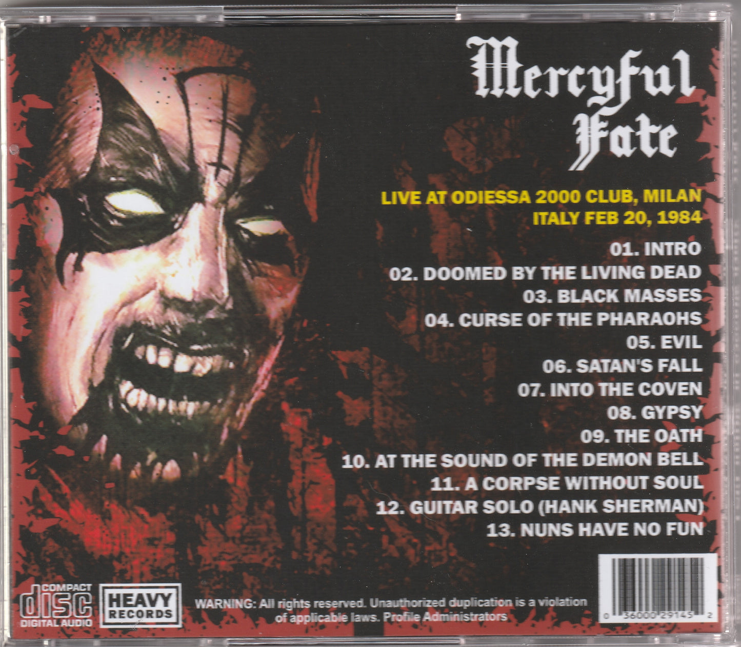 Mercyful Fate - Black Masses In Milan 1984 CD