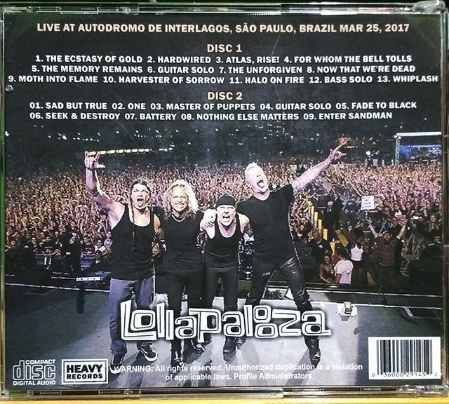 Metallica - Lollapalooza Brazil 2017 2xCD