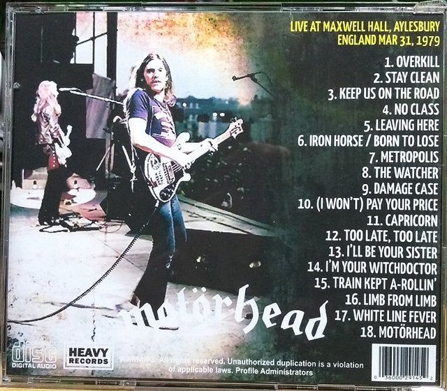 Motorhead - Live At Aylesbury 1979 CD