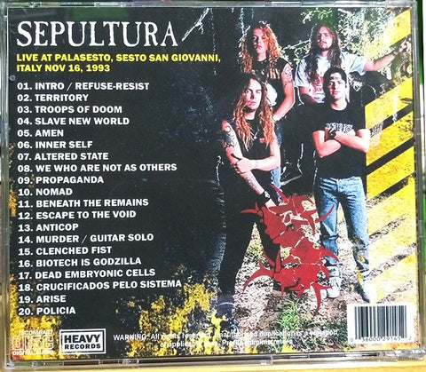 Sepultura - Welcome To Hell Chaos Worldwilde Tour CD