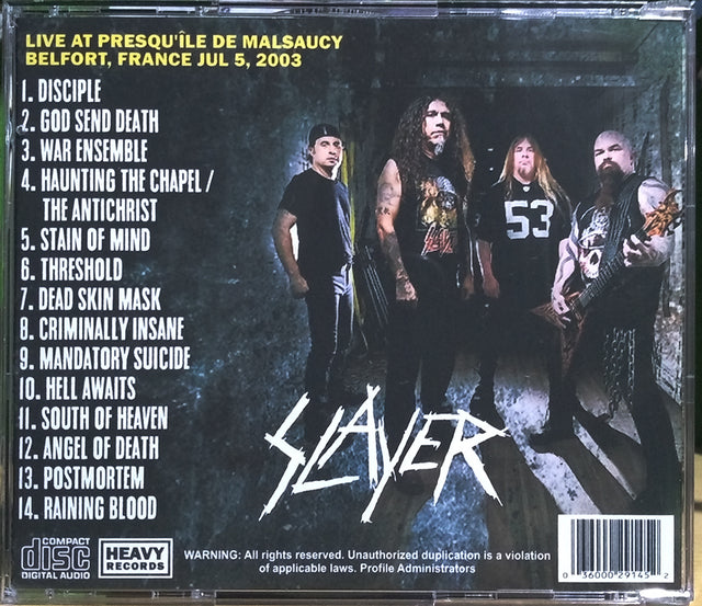 Slayer - Eurockeennes De Belfort 2003 CD