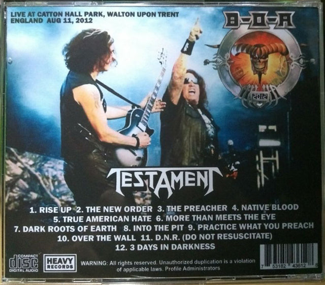 Testament - Bloodstock Open Air 2012 CD – skilometal