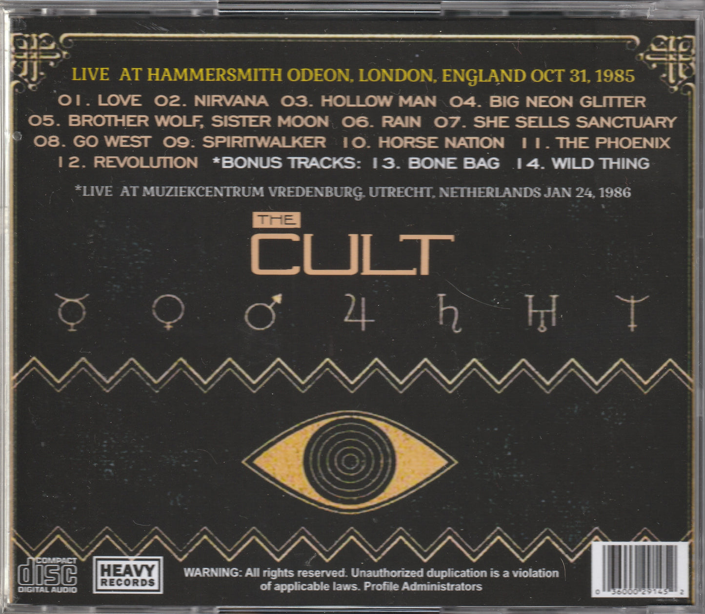 The Cult - Live At Hammersmith Odeon 1985 CD