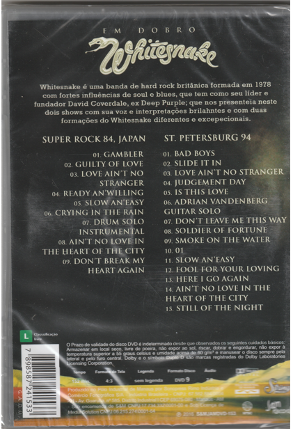 Whitesnake - Super Rock 1984 Japan & Live In St. Petersburg 1994 DVD